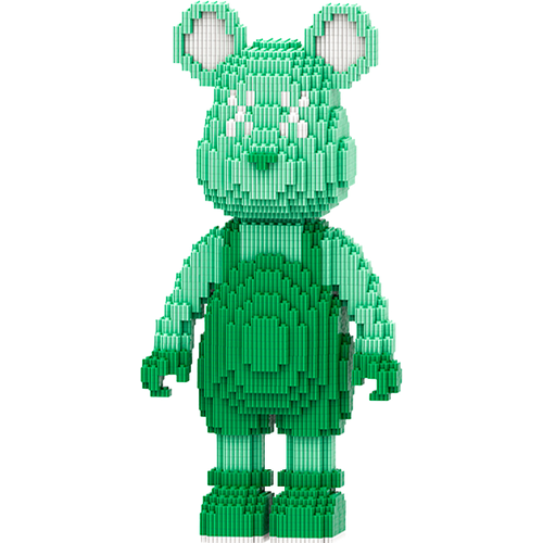 3D конструктор пластиковый медведь BearBrick зелёный 32,5 см