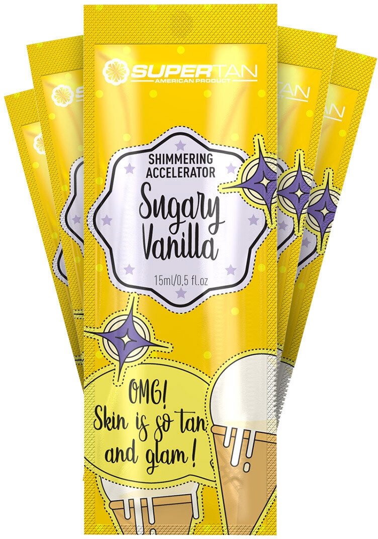 Супер увлажняющий усилитель + мерцание блеск, высокоэффективная формула Super Tan Sugar Vanilla 5*15 мл (75 мл)