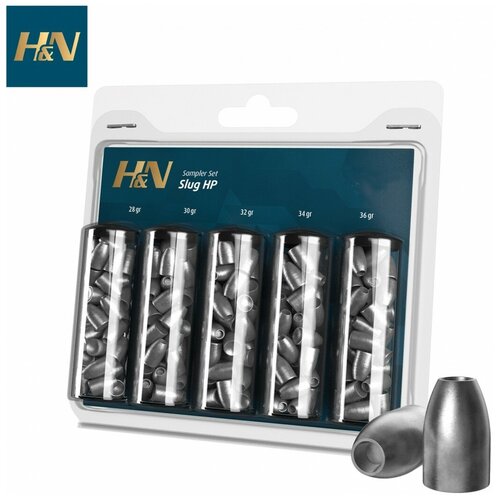 Пули полнотелые H&N Slug HP Sampler Set 6,34мм (.2495) 1,81-2,33г 28-36 Grn 200 шт (набор)