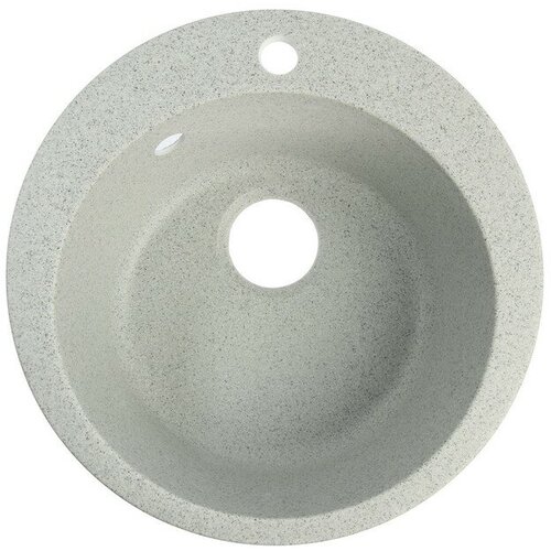 Мойка для кухни из камня ZEIN 30/Q10, d = 475 мм, круглая, перелив, цвет светло-серый