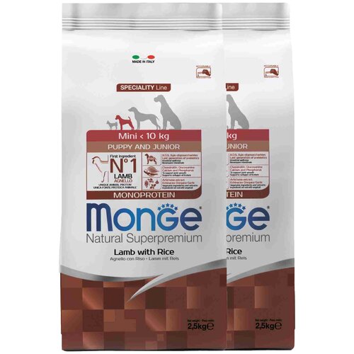 Monge Dog Monoprotein Mini корм для щенков мелких пород с ягненком и рисом 2,5 кг х 2шт.