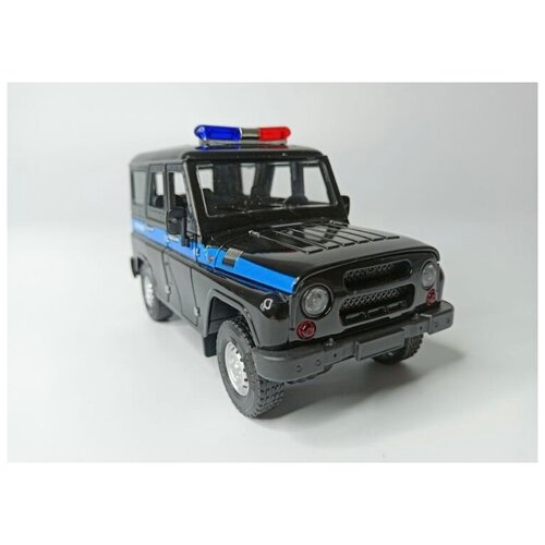 Коллекционная машинка игрушка металлическая УАЗ-469 для мальчиков масштабная модель 1:24 черно-синий