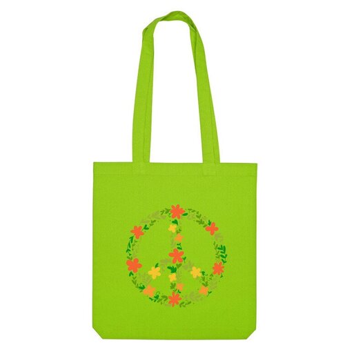 Сумка шоппер Us Basic, зеленый сумка хиппи знак мира цветочный пастельный пацифик зеленый