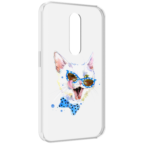 Чехол MyPads белый кот для Motorola Moto X Force (XT1585 / XT1581) задняя-панель-накладка-бампер