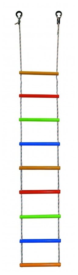 Детская веревочная лестница 9 перекладин (диаметр перекладин 30мм) (Радуга) для шведской стенки, спортивного комплекса и турника