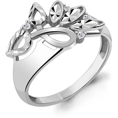 фото Серебряное кольцо aquamarine а68855а с фианитом, размер 17 diamant-online