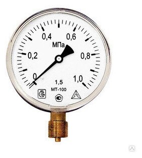 Манометр радиальный МТ-100 с поверкой 0-06 МПа резьба метрическая