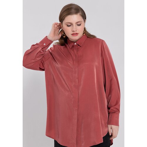Блуза  WANDBSTORE, длинный рукав, размер 54, коричневый