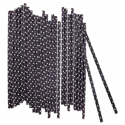 Коктейльные трубочки, цвет черный, 12 штук в наборе, длина 19,5 см