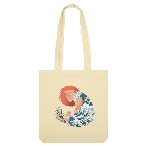 Сумка шоппер Us Basic, бежевый сумка душа природы японии бушующее море ярко синий
