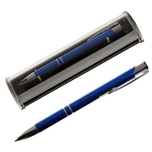 Ручка шариковая, подарочная Стиль, в пластиковом футляре, автоматическая, NEW синяя