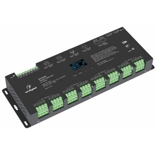 Декодер Arlight Smart-DMX-SUF (12-24V, 24x5A, XLR3, RJ45) 033769 декодер smart dmx suf 12 24v 3x6a arlight 028407