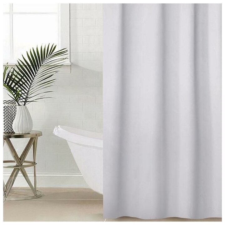 фото Штора для ванной "Классика", цвет белый, 200х200 см, полиэстер, с люверсами