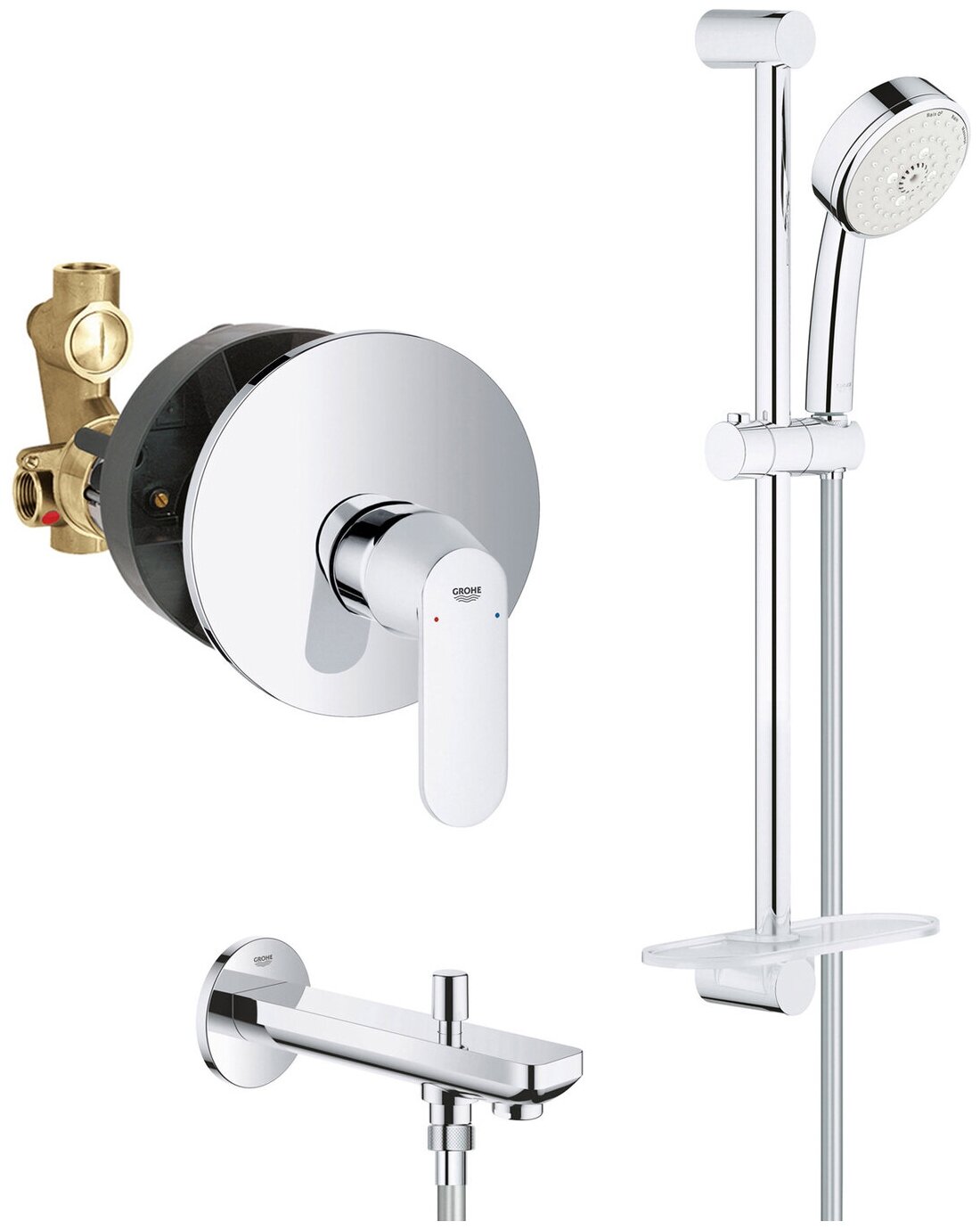 Комплект для ванны Grohe Eurosmart Cosmopolitan SET209 с душевым гарнитуром, хром