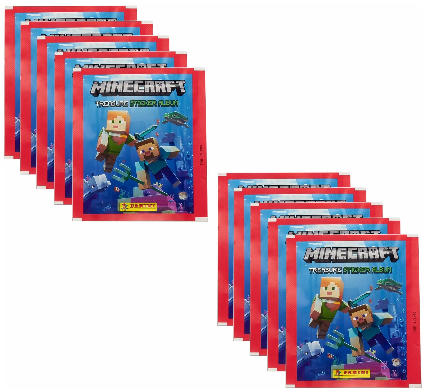 10 пакетиков наклеек Panini MINECRAFT (50 наклеек)