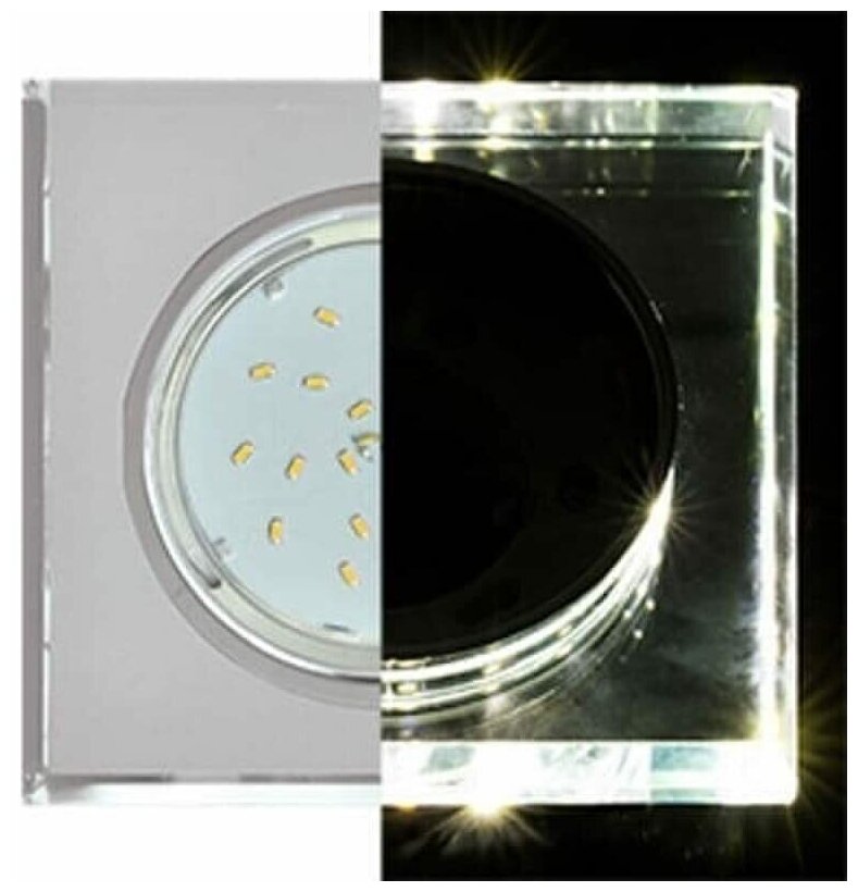 Ecola GX53 H4 LD5311 Glass Стекло Квадрат скошенный край с подсветкой хром - хром (зеркальный) 38x120x120 (к+) - фотография № 2