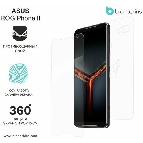 Asus Rog Phone 2 Защитная броня экрана и корпуса (Глянцевая, Комплект FullBody)