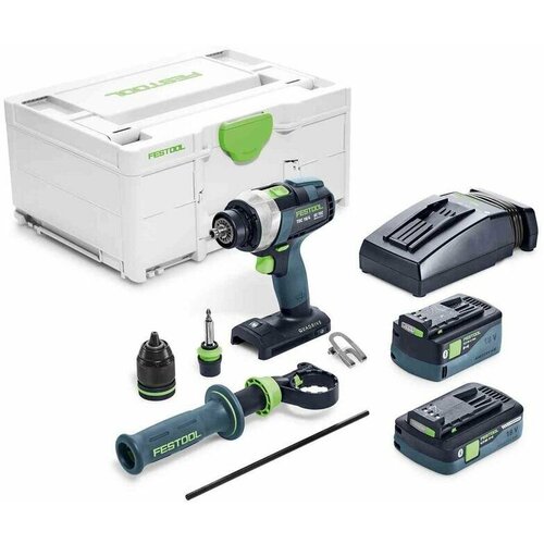 Аккумуляторная дрель-шуруповерт Festool QUADRIVE TDC 18/4 5,0 I-Plus 577649 festool аккумуляторная дрель шуруповёрт t 18 3 li basic 574763 576448