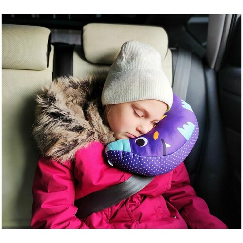 фото Подушка под голову для путешествий на автомобиле для сна детская подушка в машину для путешествий для детского автокресла лисичка фиолетовая нет бренда
