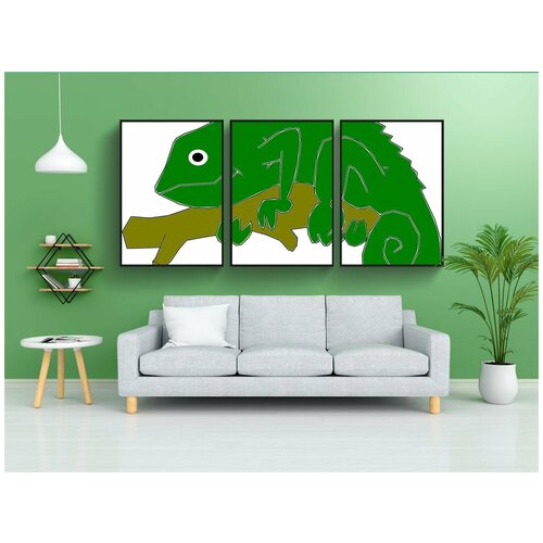 фото Набор модулных постеров для интерьера "хамелеон, рептилия, ящерица" 60x90 см. в тубусе, без рамки lotsprints