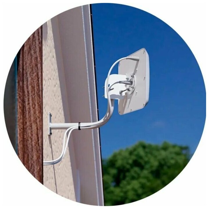 3G 4G LTE Антенна РЭМО FLAT-15F MiMo для усиления мобильного интернета 3G/4G модемов + кронштейн + кабель 2*10 метров + пигтейлы TS9-F