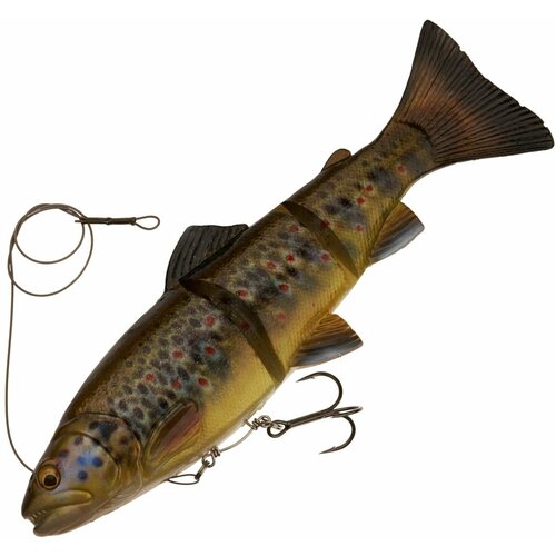 воблер свимбейт savage gear 4d line thru trout 250 ss lemon trout Воблер для рыбалки Savage Gear 4D Line Thru Trout 250 S цв. Dark Brown Trout, 193 гр 250 мм, на щуку, таймень, свимбейт тонущий, заглубление до м