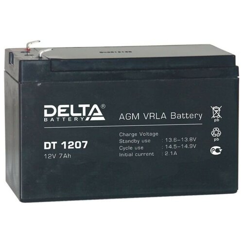 Аккумулятор Delta DT 1207 12В 7Ач 151x65x102 мм Прямая (+-)