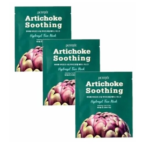 фото Гидрогелевая маска с экстрактом артишока petitfee artichoke soothing hydrogel face mask, 3 шт