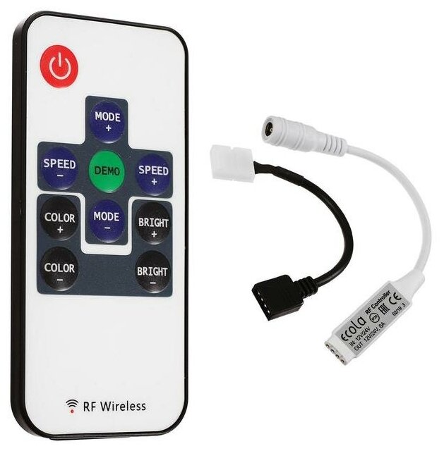 Ecola Мини-контроллер Ecola для RGB ленты, 12 – 24 В, 6 А, пульт ДУ