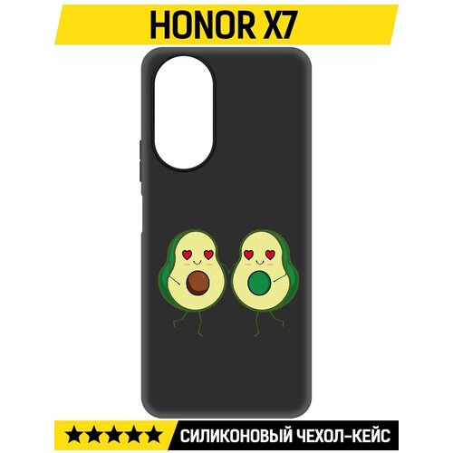 Чехол-накладка Krutoff Soft Case Авокадо Пара для Honor X7 черный чехол накладка krutoff soft case авокадо пара для honor x8a черный