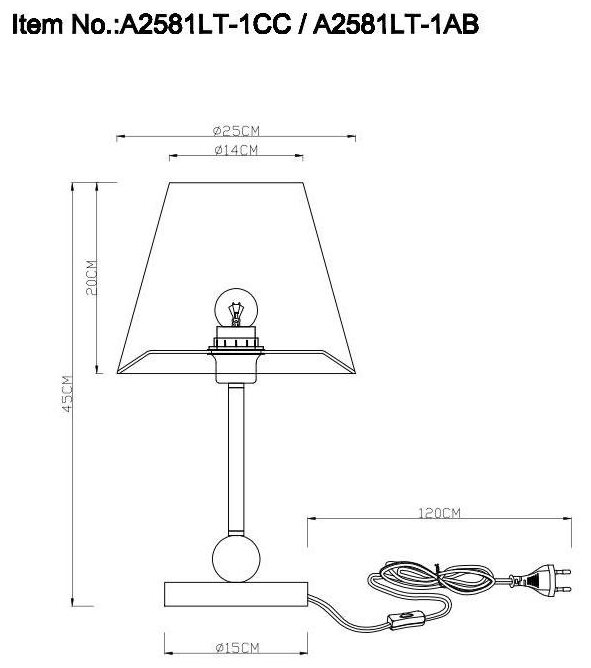 Настольная лампа Arte Lamp ELBA A2581LT-1CC - фото №3