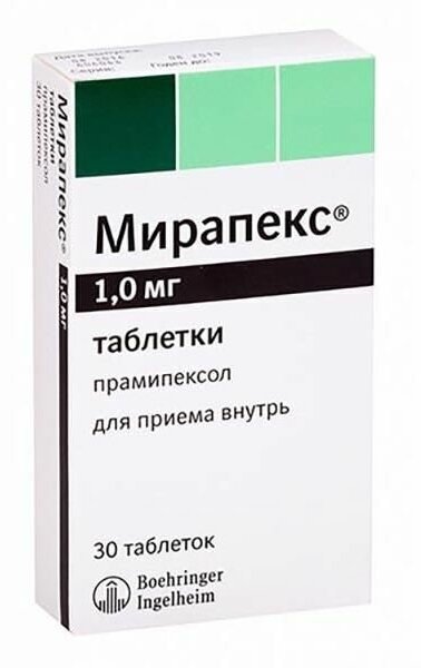 Мирапекс таблетки 1мг 30шт