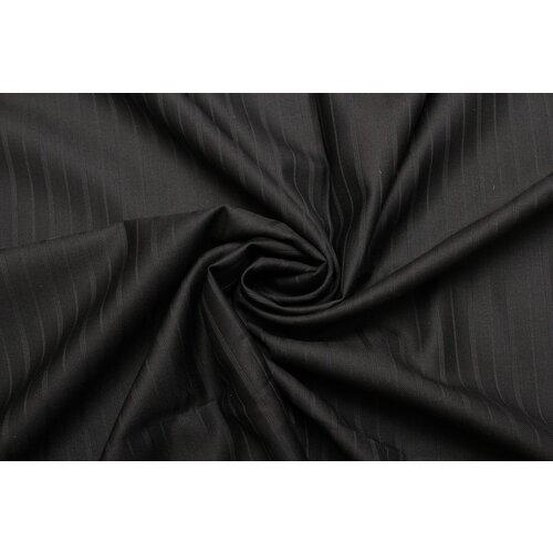 Ткань Австралийская шерсть Taccini чёрная, глянцевая в полоску, ш152см, 0,5 м