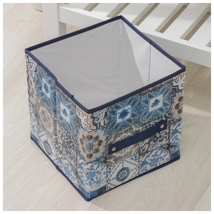 Короб стеллажный для хранения Доляна "Мозаика", 25х25х25 см, цвет синий - фотография № 3
