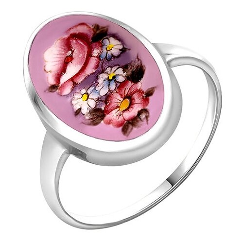 фото Серебряное кольцо золотые узоры 96-01-0008-15 с финифтью diamant-online