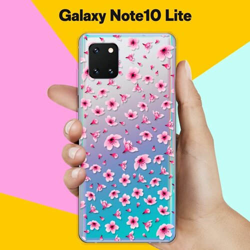 Силиконовый чехол Цветы розовые на Samsung Galaxy Note 10 Lite