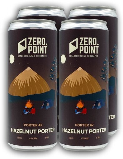 Безалкогольное пиво Zero Point "Porter 42" Hazelnut Porter (4 шт х 0.33 л.)