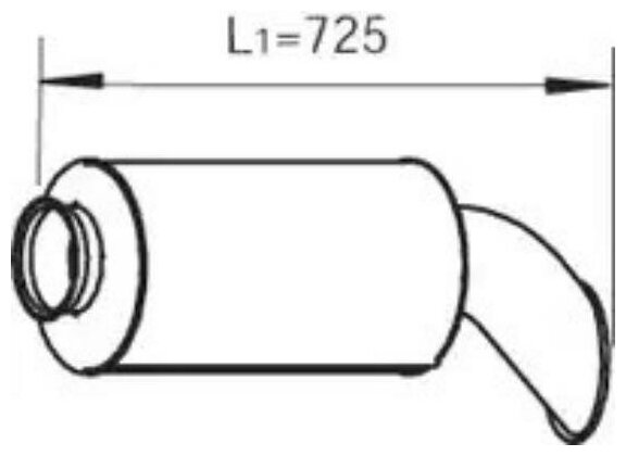 DINEX 80402 DIN80402_резонаторбочка глушителя кругл. с выхлопной трубой \Volvo N/FL/FM/FH 10/12/16