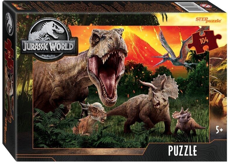 Пазл для детей Step puzzle 104 деталей, элементов: Парк юрского периода (Universal Pictures)