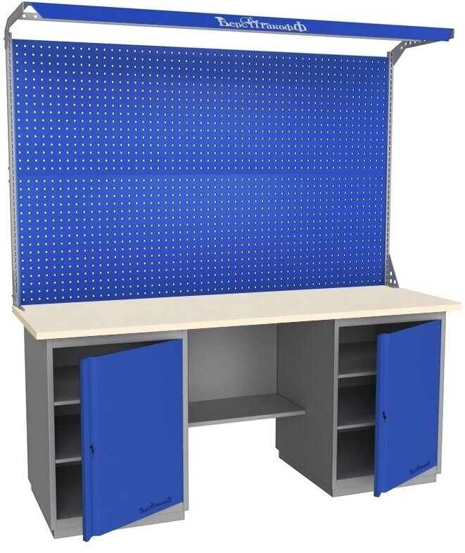 Стол производственный, верстак GRAND (v.2) 2000 Т Т Э2С (фанера) универсальный в гараж, в мастерскую