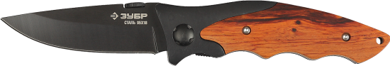 Нож Зубр складной премиум стрелец универсальный, металлическая рукоятка с деревянными вставками, 185мм/лезвие 80мм 47711