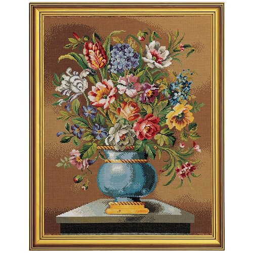 фото Набор для вышивания голубые цветы в вазе, лён 18 ct 61 х 75 см eva rosenstand 14-163