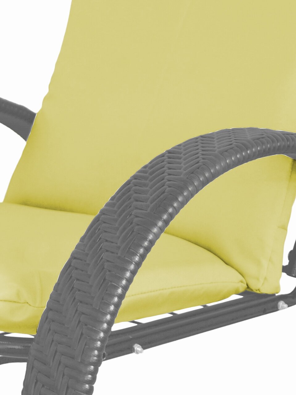 Кресло садовое M-Group фасоль с ротангом серое, желтая подушка - фотография № 3
