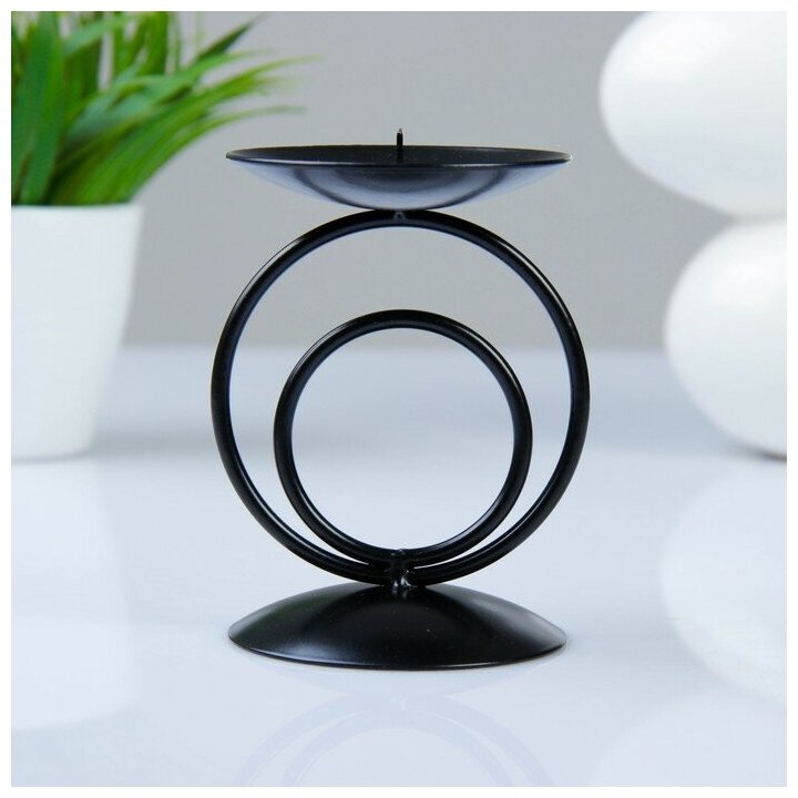 фото Подсвечник металл на 1 свечу "Закат", 11х8,3 см, черный 1596023