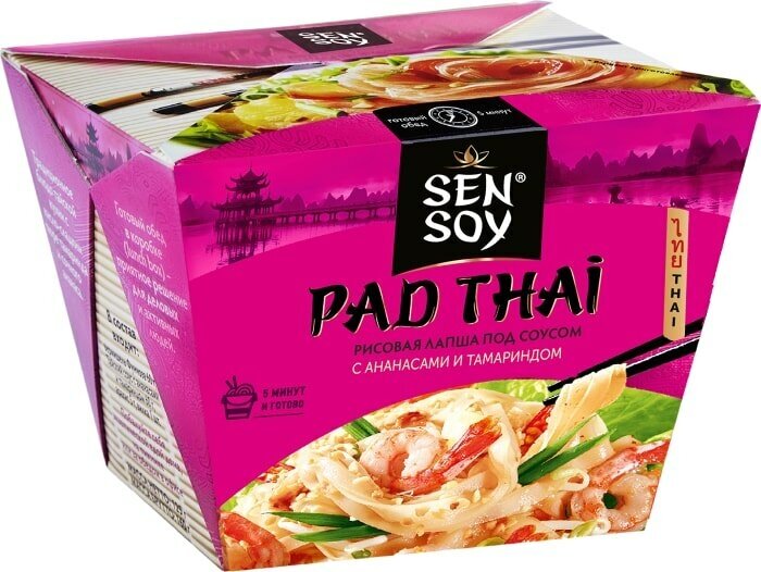 Лапша Sen Soy Premium Pad Thai Рисовая под соусом с ананасами и тамариндом 125г