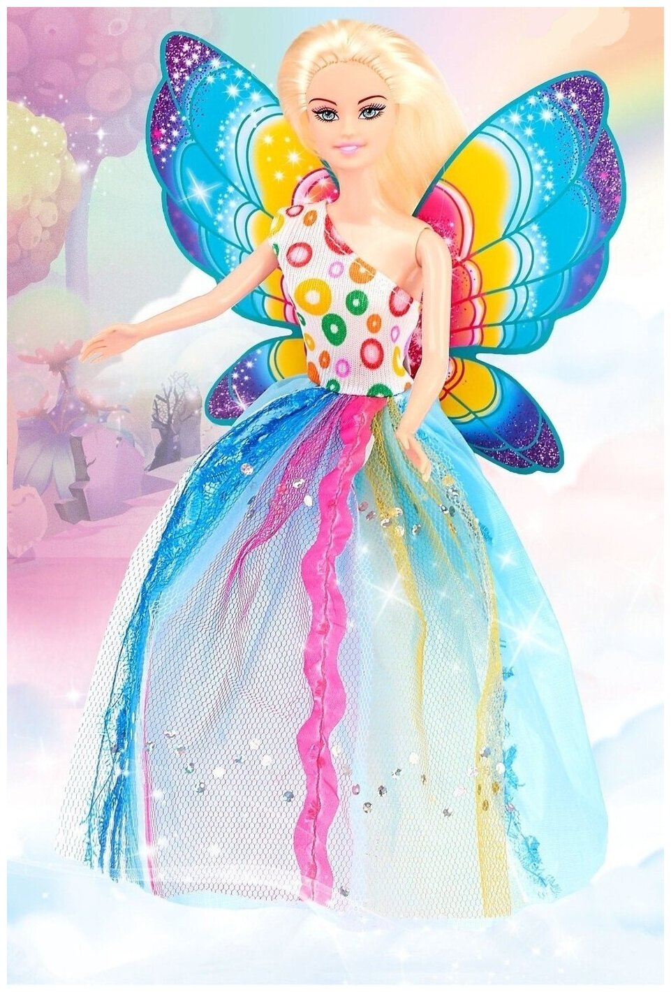 Кукла с крыльями «Радужная фея» гель с блёстками и стразы в наборе