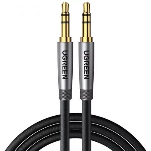 Кабель UGreen AV150 jack 3.5mm (M), 2 м, 1 шт., черный/серый xangsane fever hi fi silver plated male to male 2rca to 2rca audio connection signal cable double lotus audio cable