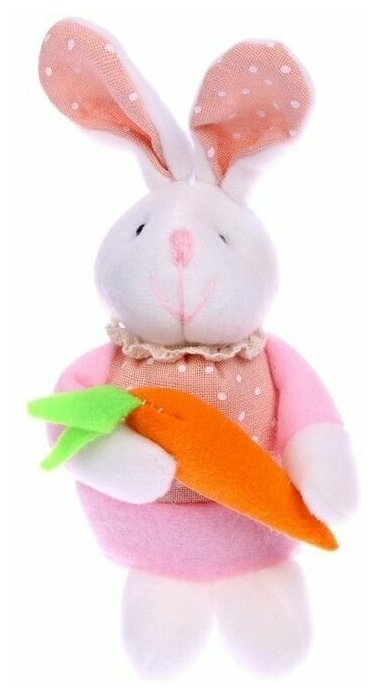 Мягкая игрушка Кролик с морковкой , на подвеске, цвета разноцветный