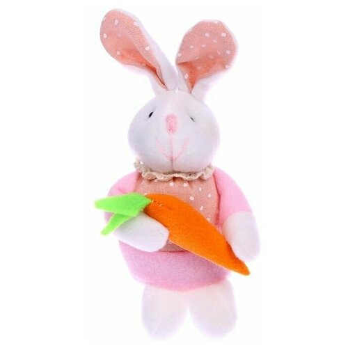 Мягкая игрушка «Кролик с морковкой», на подвеске, цвета микс