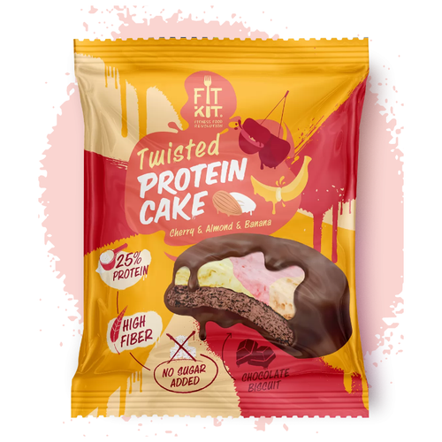 Fit Kit Протеиновое суфле Protein Twisted Cake 70 гр (вишня-миндаль-банан)